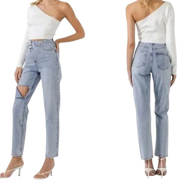 GREY LAB Asymmetric Wrap Jeans, Size 29, New with Tag - Picture 2 of 5